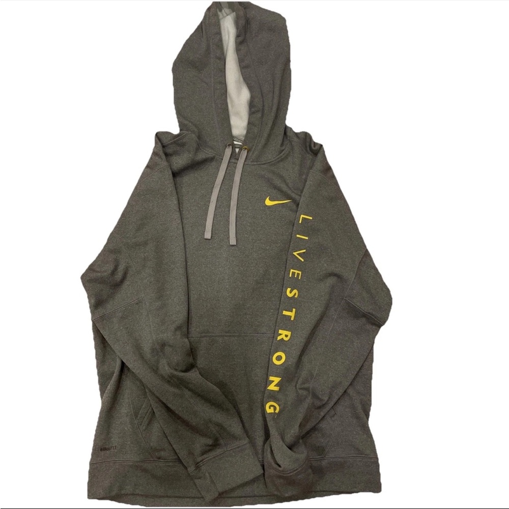 Nike Vintage Hoodie Mens L Gray Therma Fit Pullover Livestrong Long Sleeve